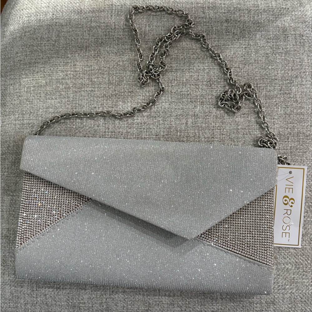Vie & rose rhinestone envelope clutch nwt